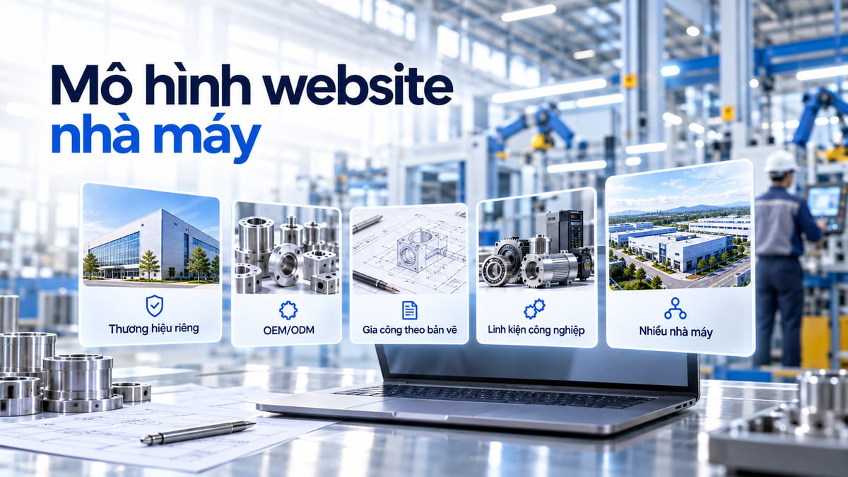 Các mô hình website nhà máy phù hợp với sản xuất thương hiệu riêng, OEM/ODM, gia công theo bản vẽ, linh kiện công nghiệp và hệ thống nhiều nhà máy.