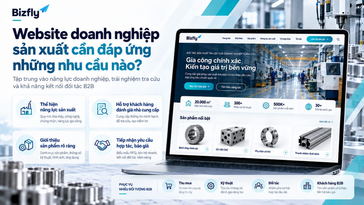 Những nhu cầu website cần đáp ứng khi doanh nghiệp sản xuất giới thiệu năng lực và phục vụ khách hàng B2B.