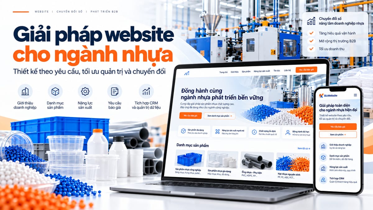 Mẫu giao diện giải pháp website theo yêu cầu cho doanh nghiệp ngành nhựa B2B.