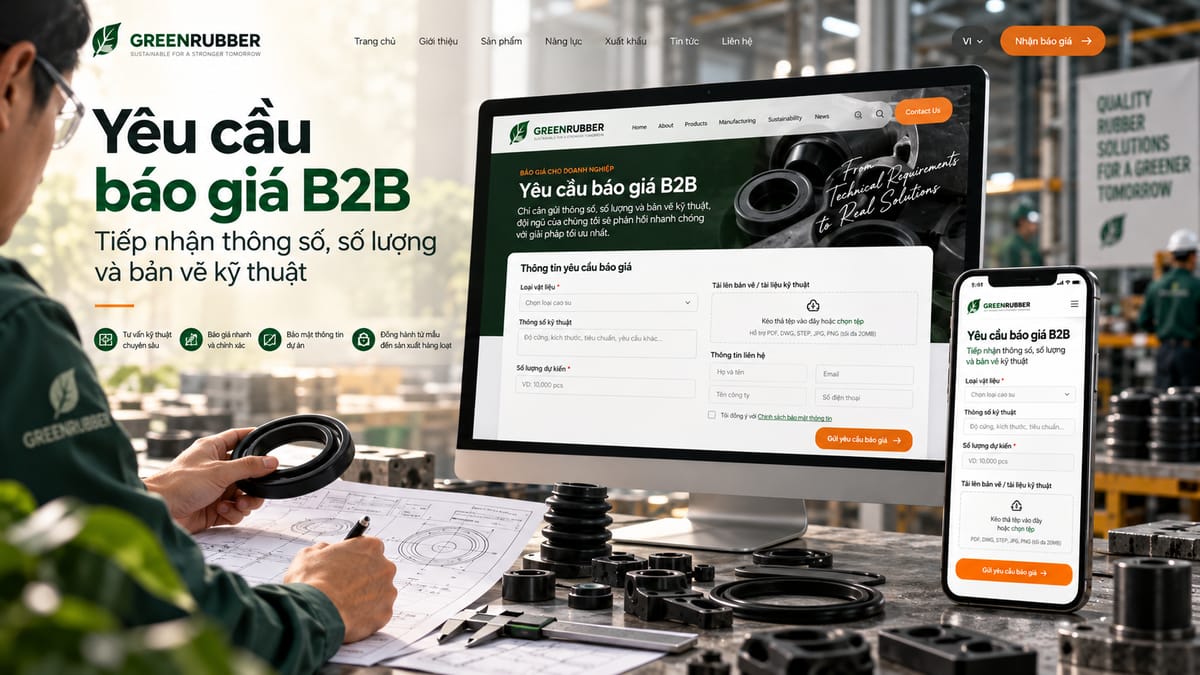 Mẫu biểu mẫu yêu cầu báo giá B2B hỗ trợ gửi thông số và bản vẽ kỹ thuật.