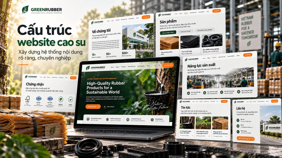 Cấu trúc các trang quan trọng trong website doanh nghiệp cao su.