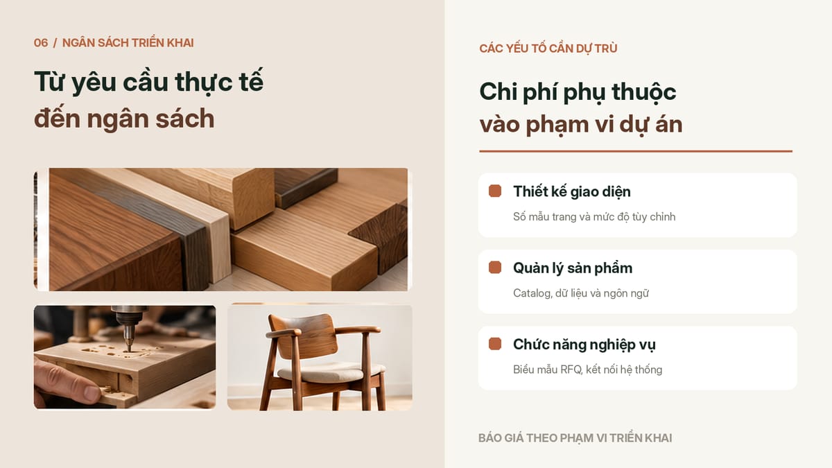 Các yếu tố quyết định chi phí thiết kế website sản xuất nội thất.