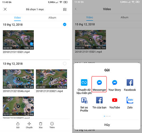 Cách gửi video qua Messenger bằng điện thoại Android, iOS