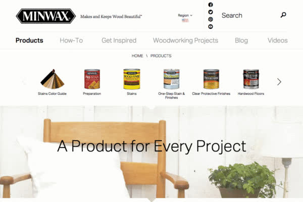 mẫu thiết kế website giới thiệu sản phẩm Minwax
