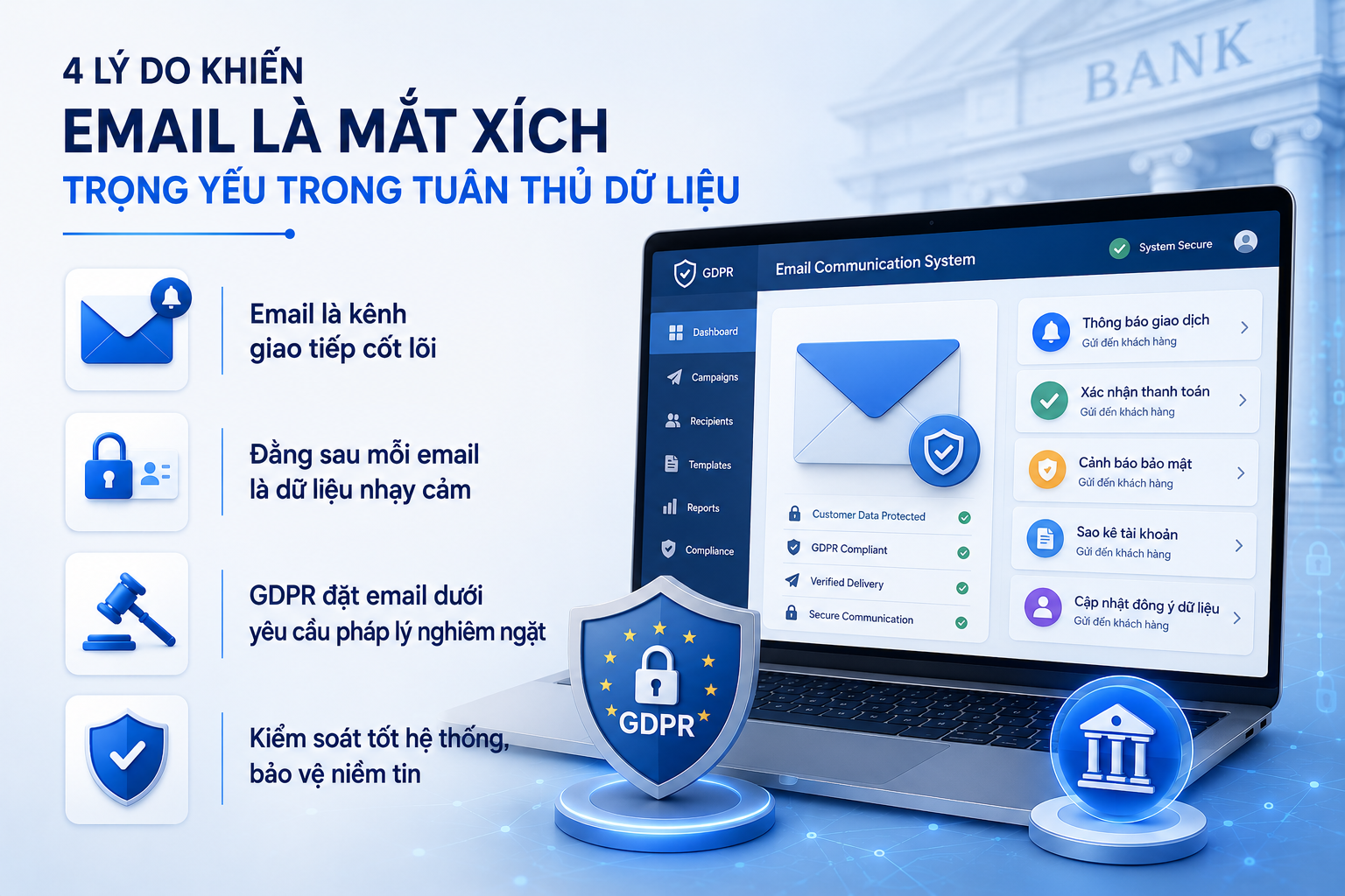 Email trở thành mắt xích trọng yếu trong tuân thủ dữ liệu ngân hàng