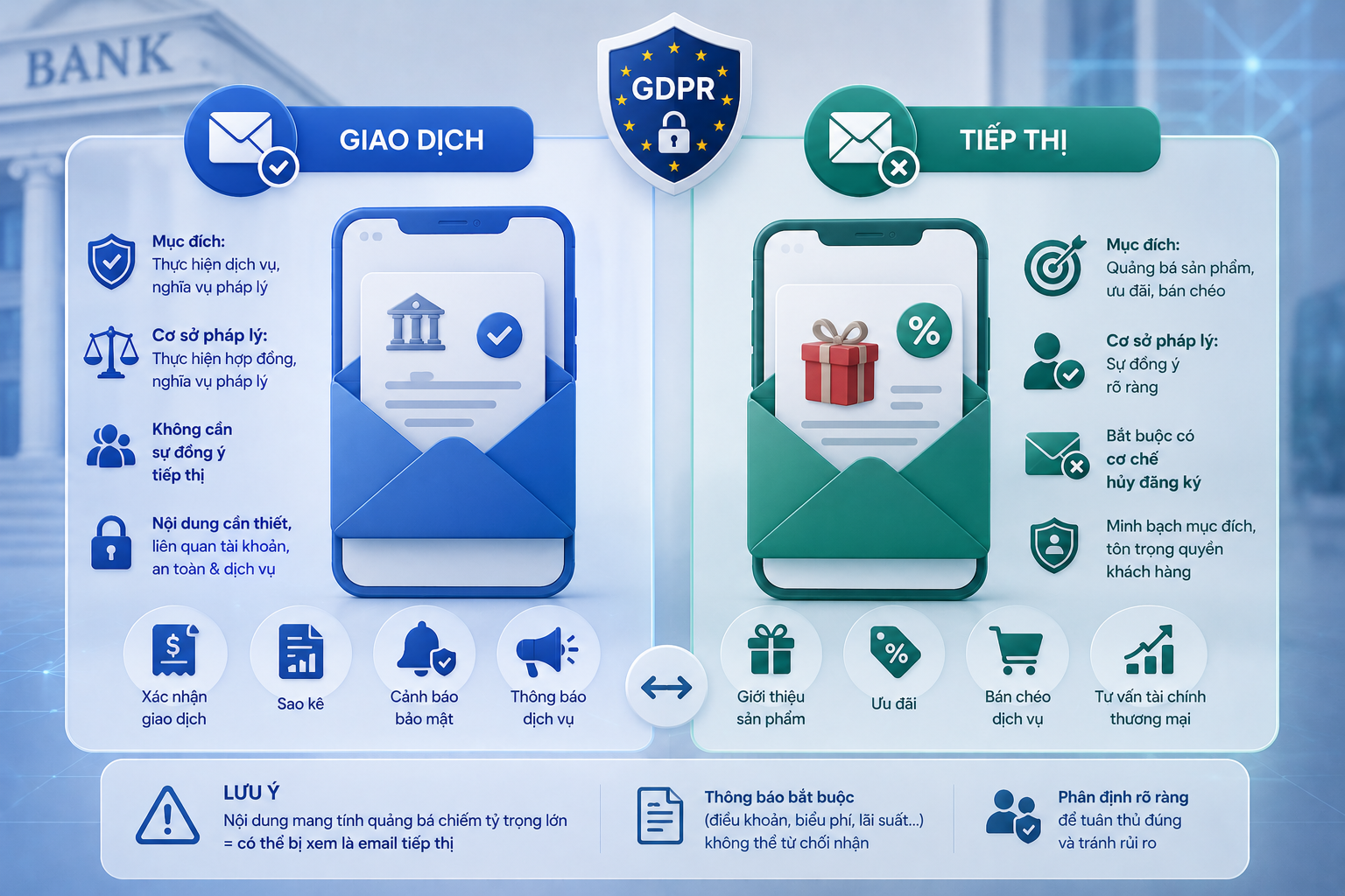 Email giao dịch và tiếp thị có nghĩa vụ GDPR khác nhau