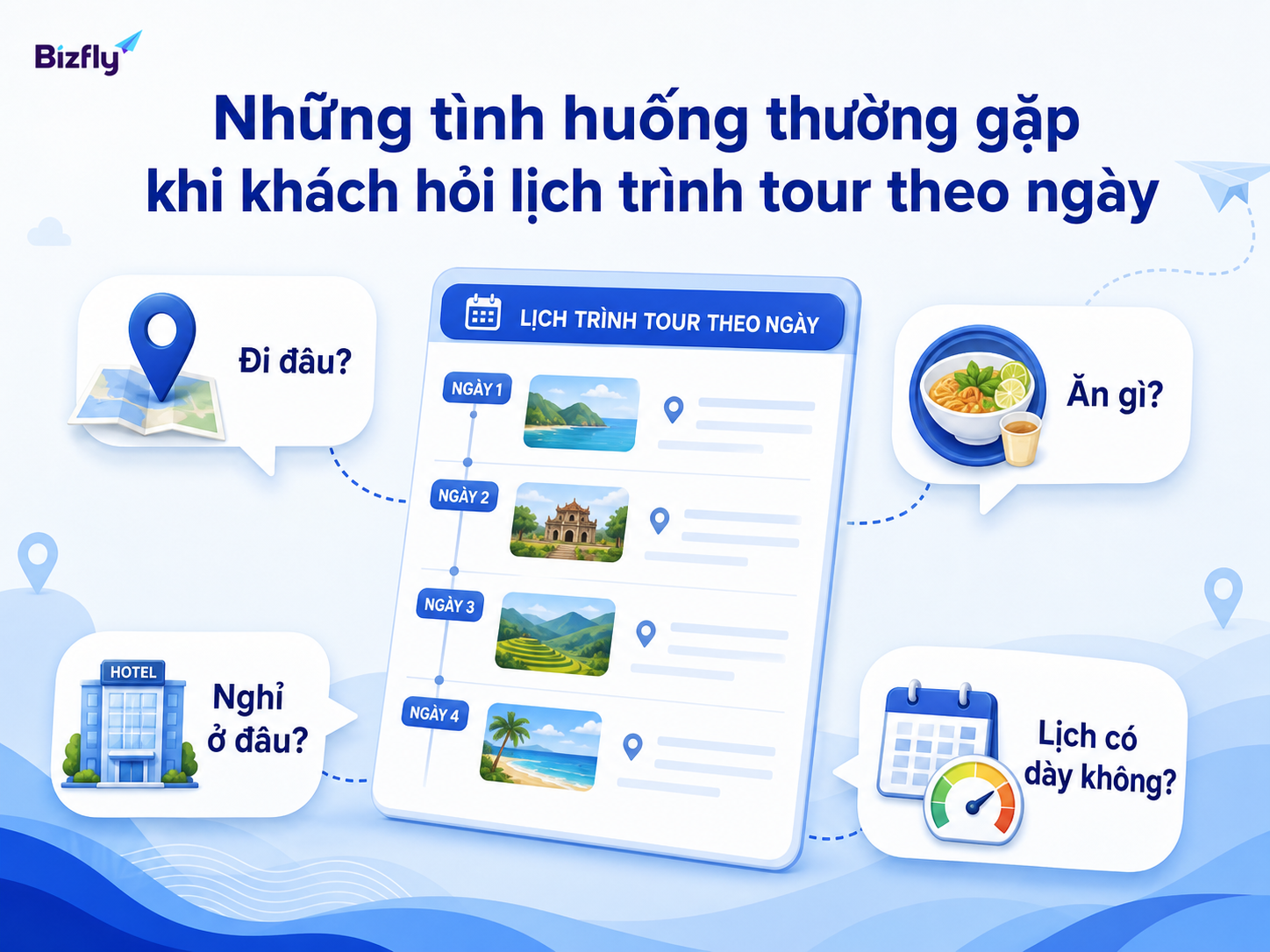 Doanh nghiệp cần xử lý nhiều tình huống tư vấn khác nhau trước khi khách quyết định đặt tour.