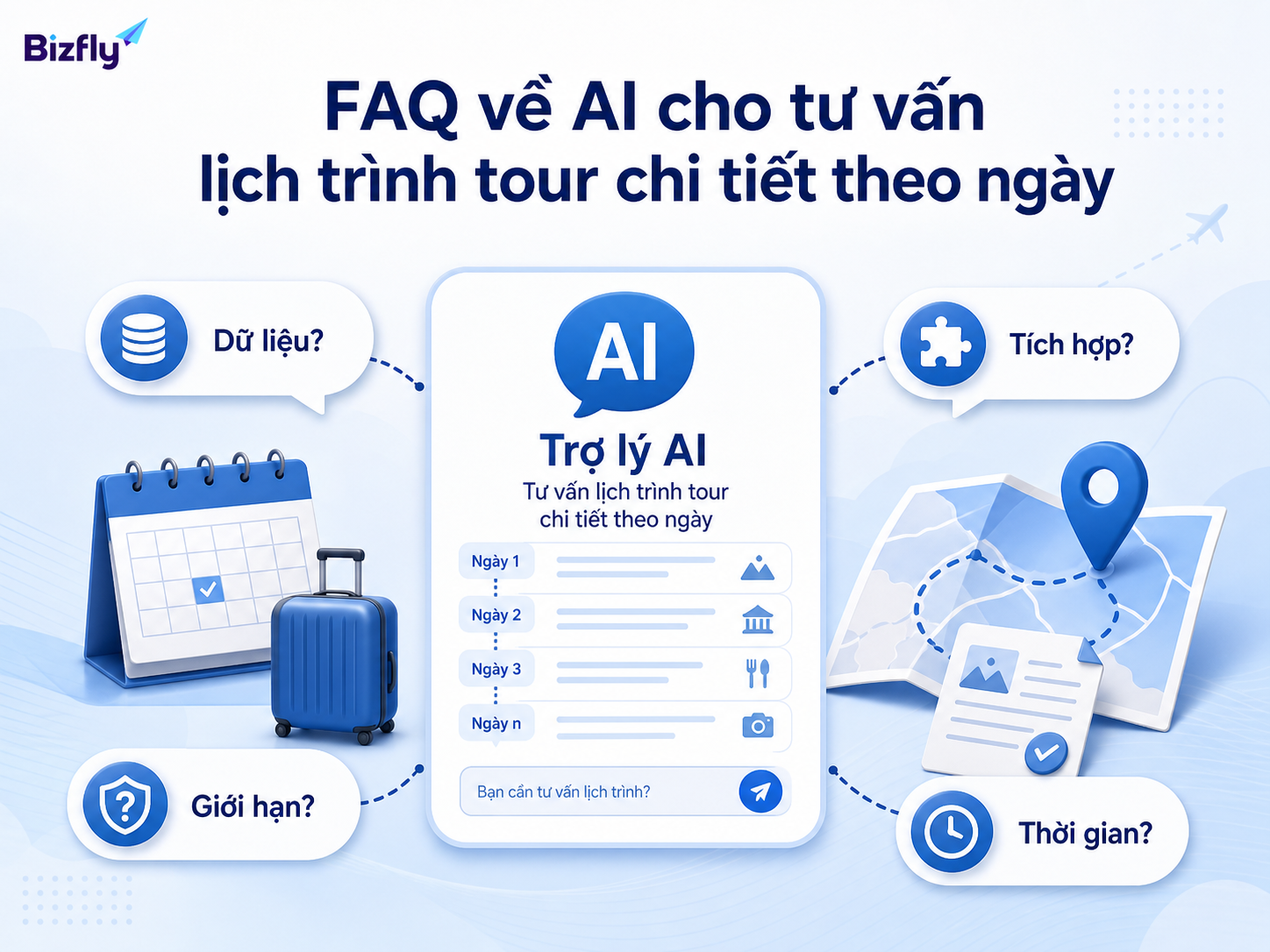 FAQ giúp giải đáp nhanh các thắc mắc trước khi triển khai AI tư vấn tour.