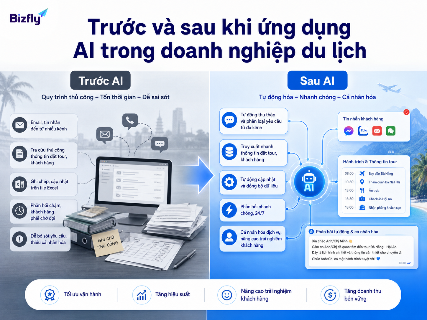 AI giúp chuyển một phần quy trình chăm sóc khách từ thủ công sang tự động có kiểm soát.