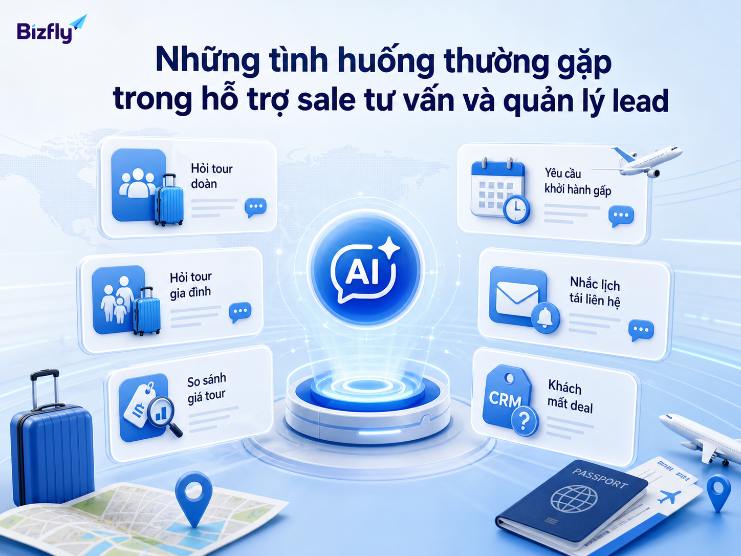 Các tình huống lead và tư vấn tour thường gặp trong quy trình sale du lịch.