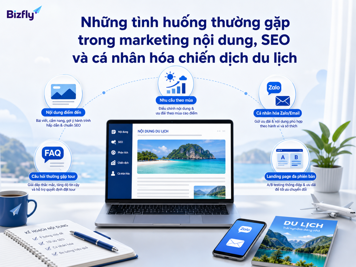 Các use case marketing du lịch có thể bắt đầu từ nội dung, FAQ, mùa vụ và cá nhân hóa kênh chăm sóc.
