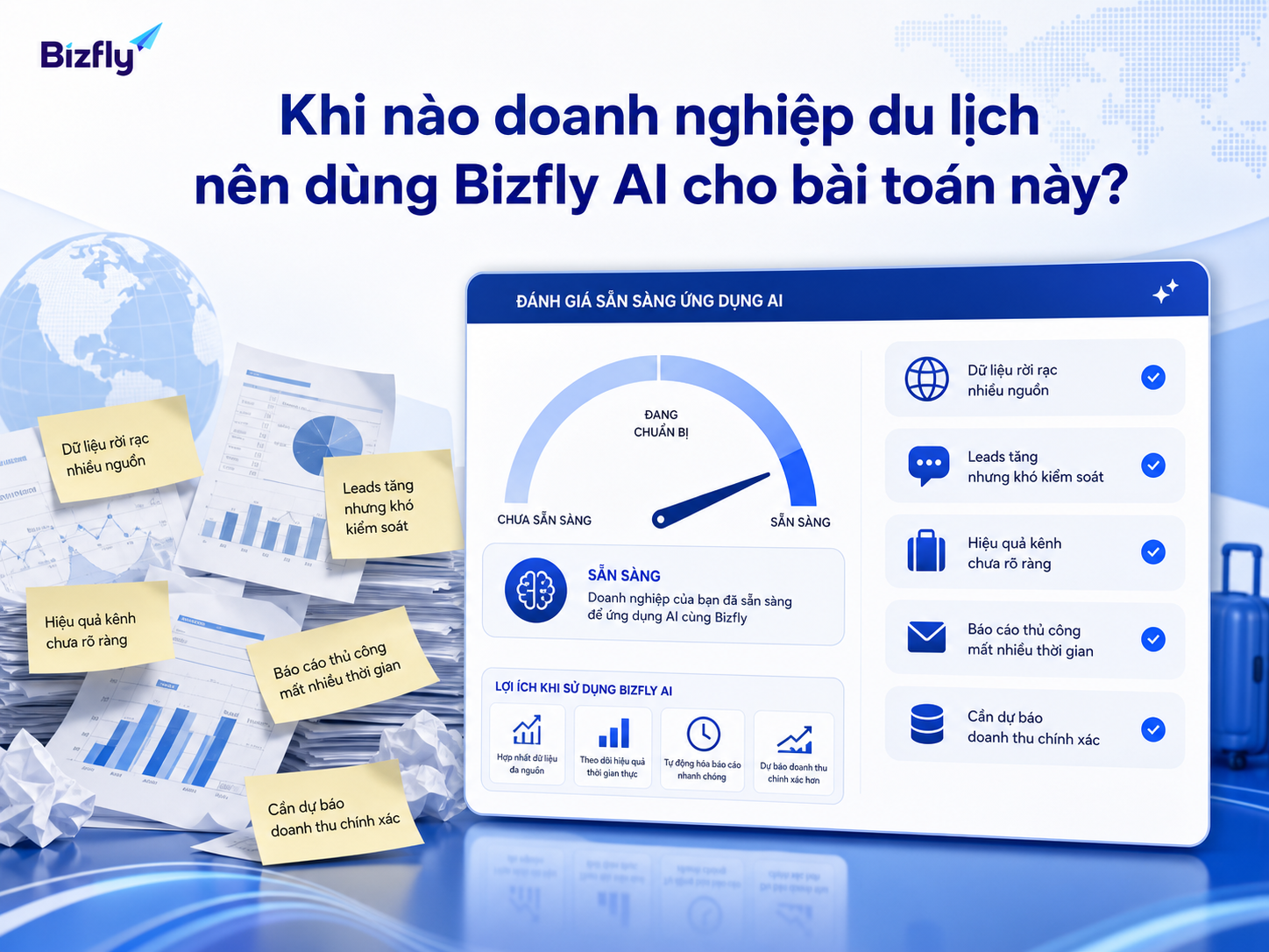 Dấu hiệu doanh nghiệp du lịch đã sẵn sàng dùng Bizfly AI cho báo cáo và dự báo doanh thu.