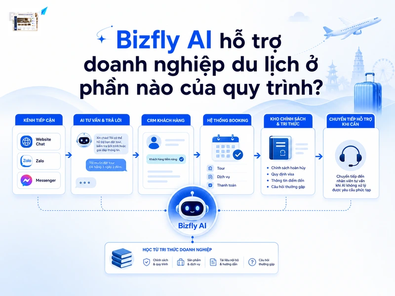 Bizfly AI có thể kết nối kênh tư vấn, CRM, dữ liệu chính sách và quy trình chuyển nhân sự.