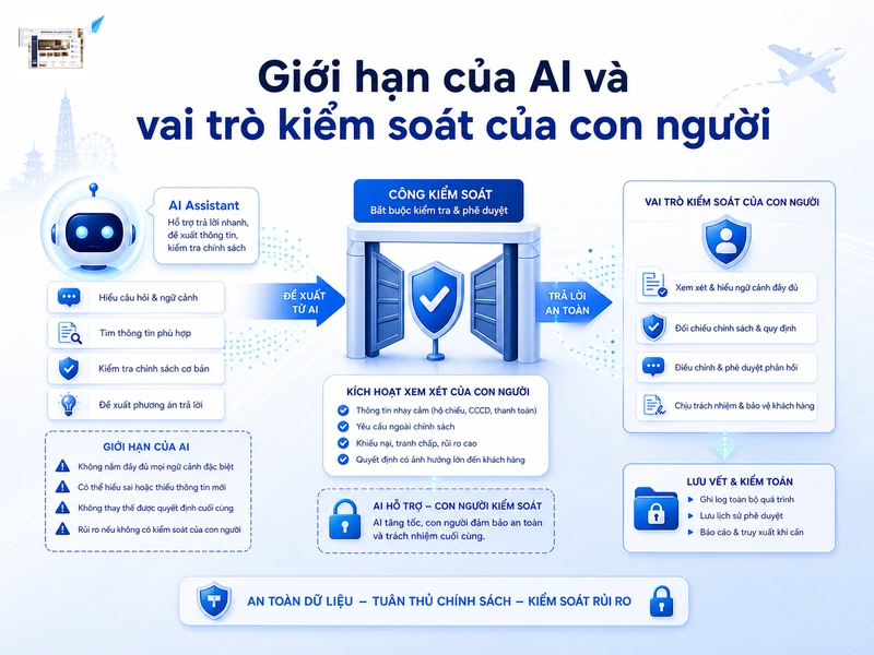 AI nên hỗ trợ cảnh báo và đề xuất, còn con người kiểm soát các quyết định nhạy cảm.