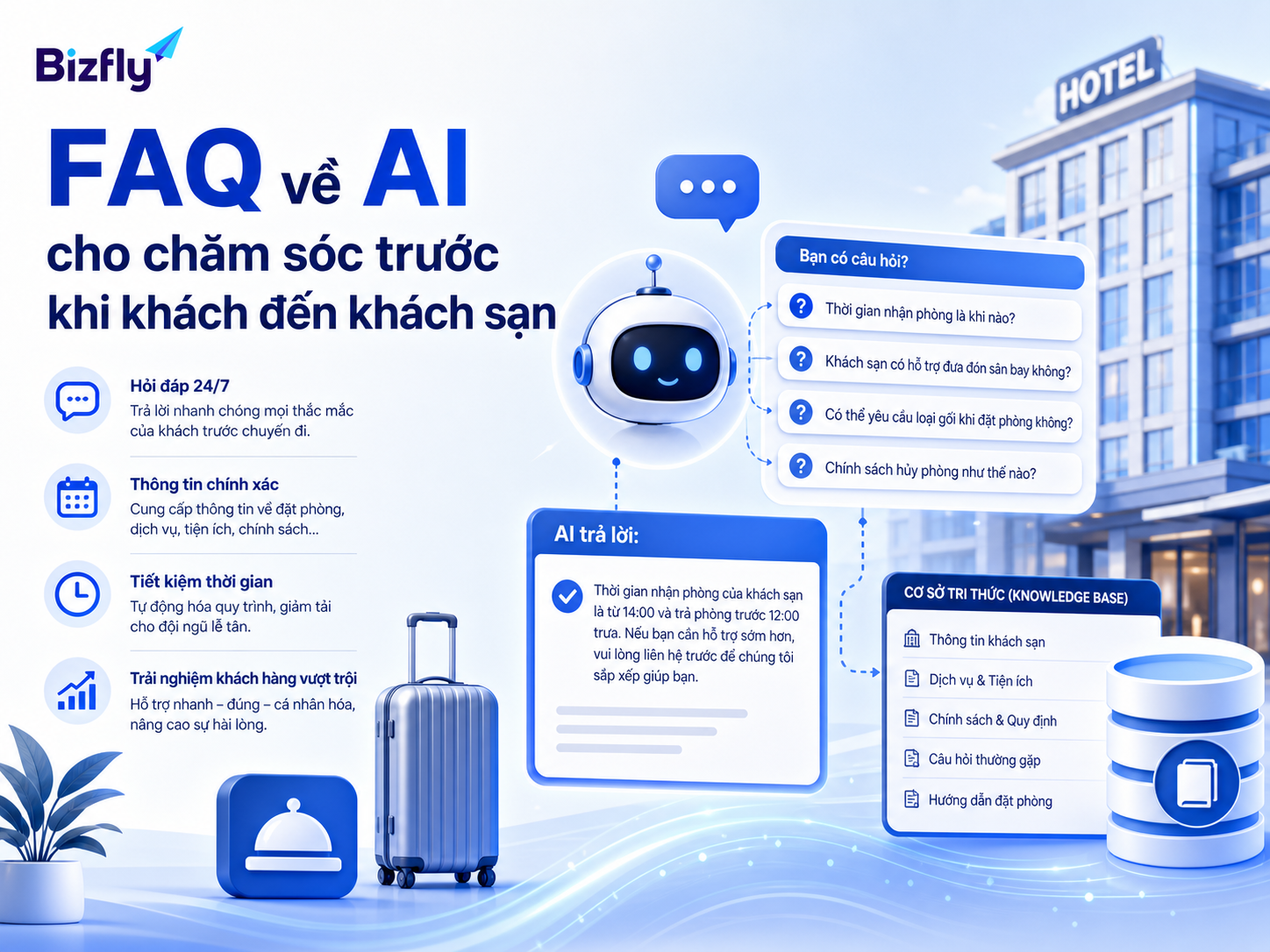 FAQ giúp giải thích các câu hỏi thường gặp trước khi khách sạn triển khai AI.