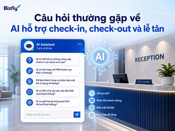Câu hỏi thường gặp về AI hỗ trợ check-in, check-out và lễ tân khách sạn.