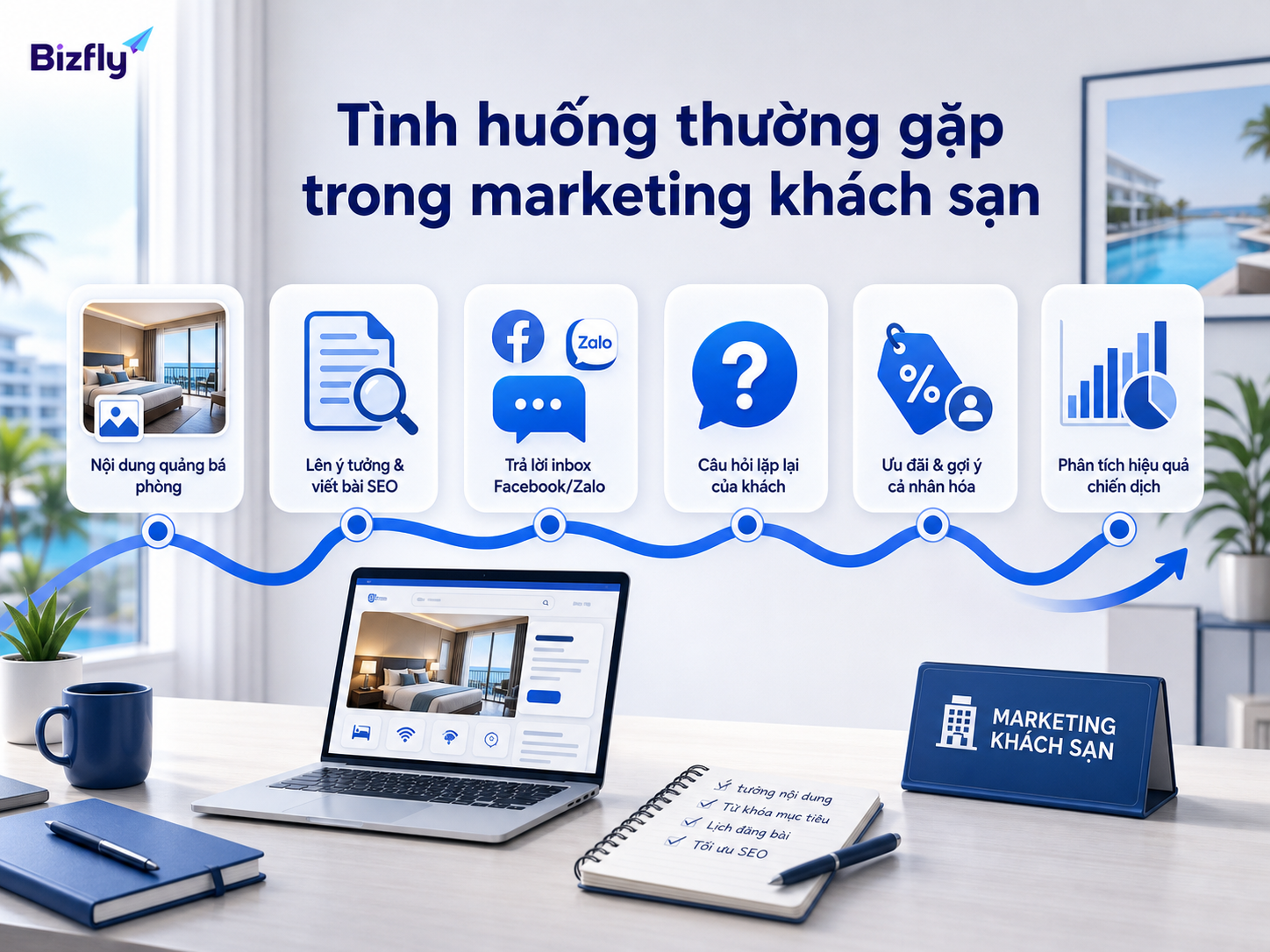 Các tác vụ content, SEO, inbox và phân tích chiến dịch cần được quản lý đồng bộ.