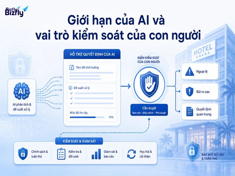 AI hỗ trợ quy trình, còn con người vẫn cần kiểm soát các tình huống nhạy cảm và rủi ro cao.