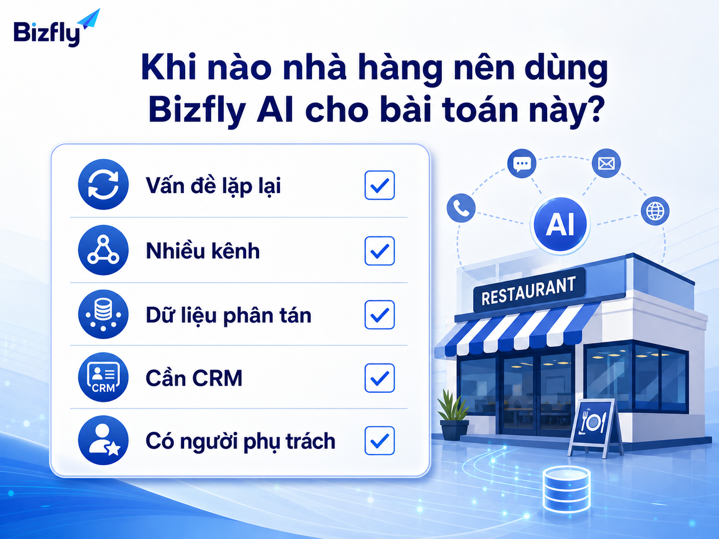 Nhà hàng nên triển khai khi vấn đề lặp lại, dữ liệu phân tán và có người phụ trách rõ ràng.