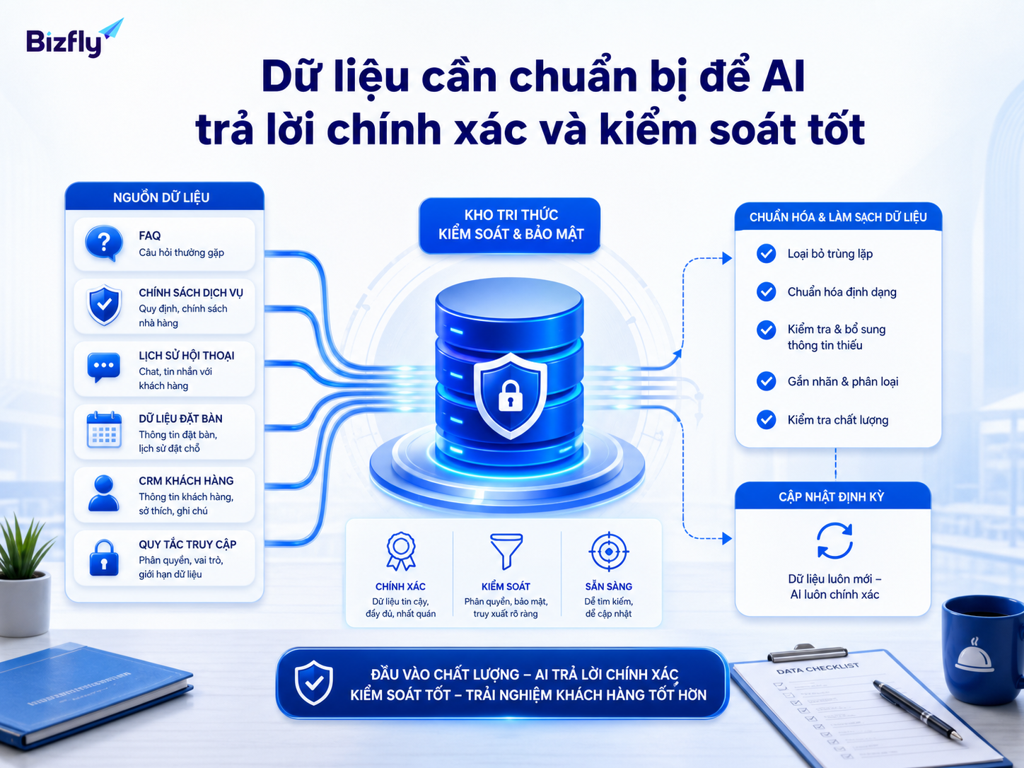 Dữ liệu đầu vào càng rõ, AI càng dễ phản hồi đúng và kiểm soát tốt.