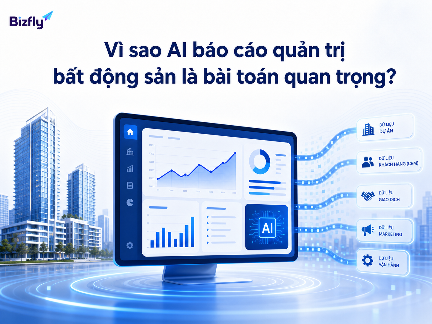 AI giúp lãnh đạo bất động sản nhìn dữ liệu quản trị tập trung thay vì phụ thuộc vào nhiều báo cáo rời rạc.