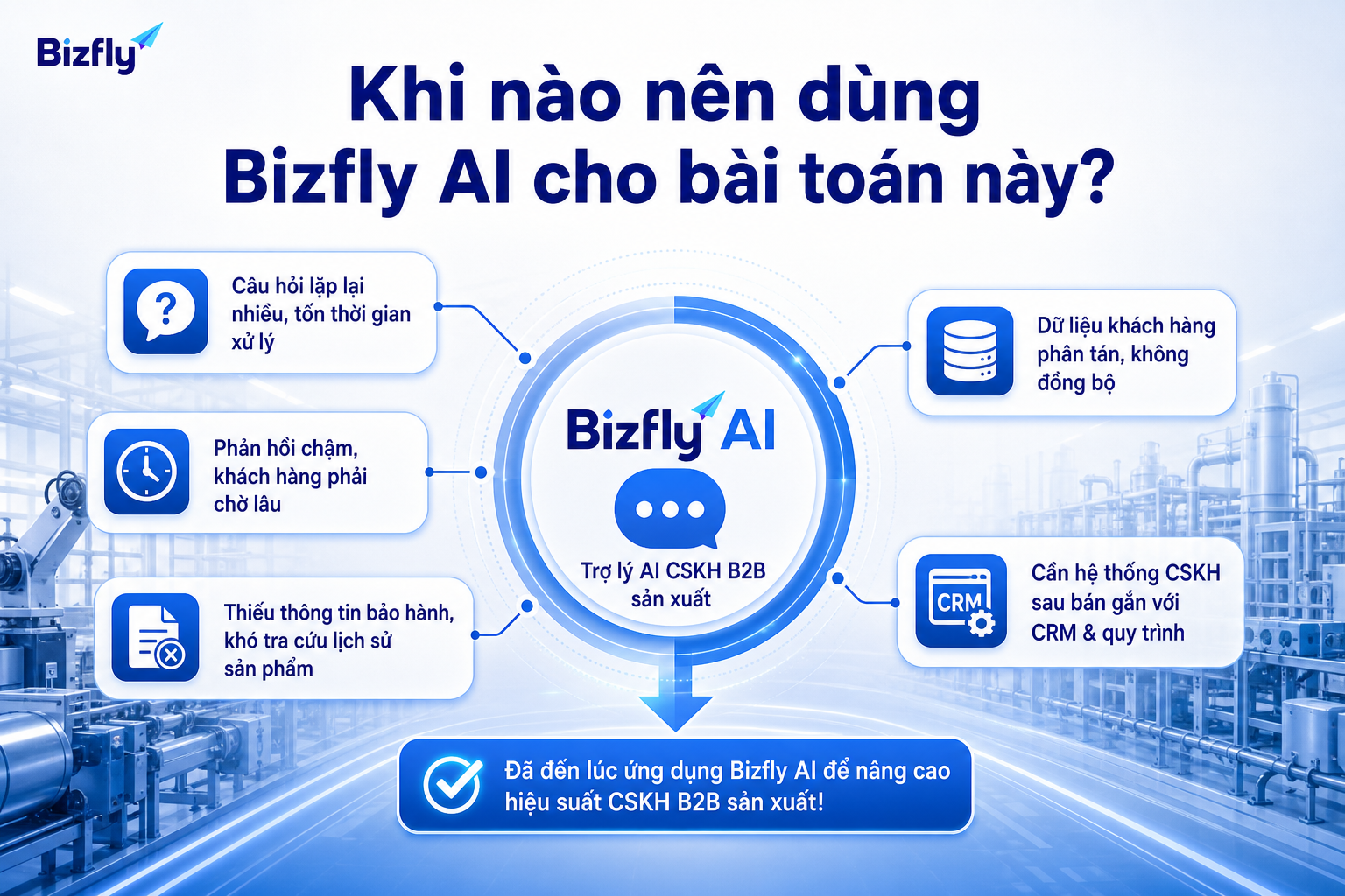 Dấu hiệu doanh nghiệp sản xuất nên dùng Bizfly AI cho CSKH B2B