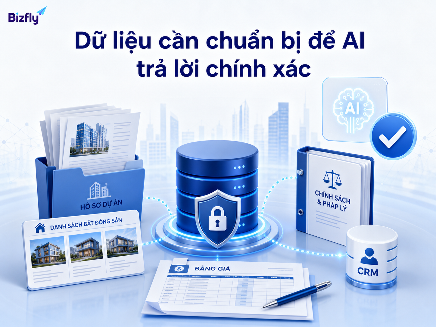 Dữ liệu dự án, bảng giá, chính sách và CRM cần được chuẩn hóa trước khi đưa vào AI.