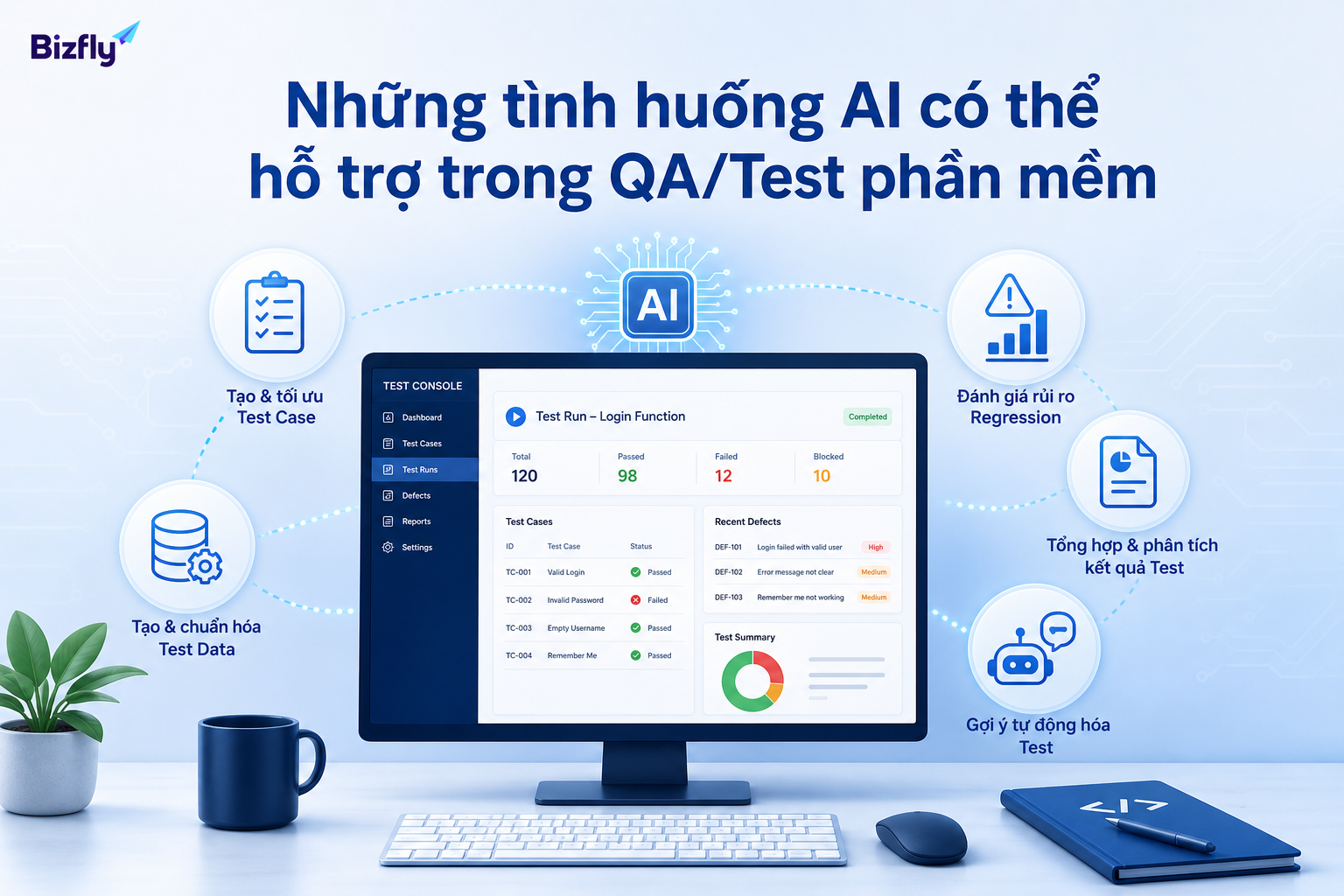 AI có thể hỗ trợ nhiều bước lặp lại trong quy trình QA/Test.