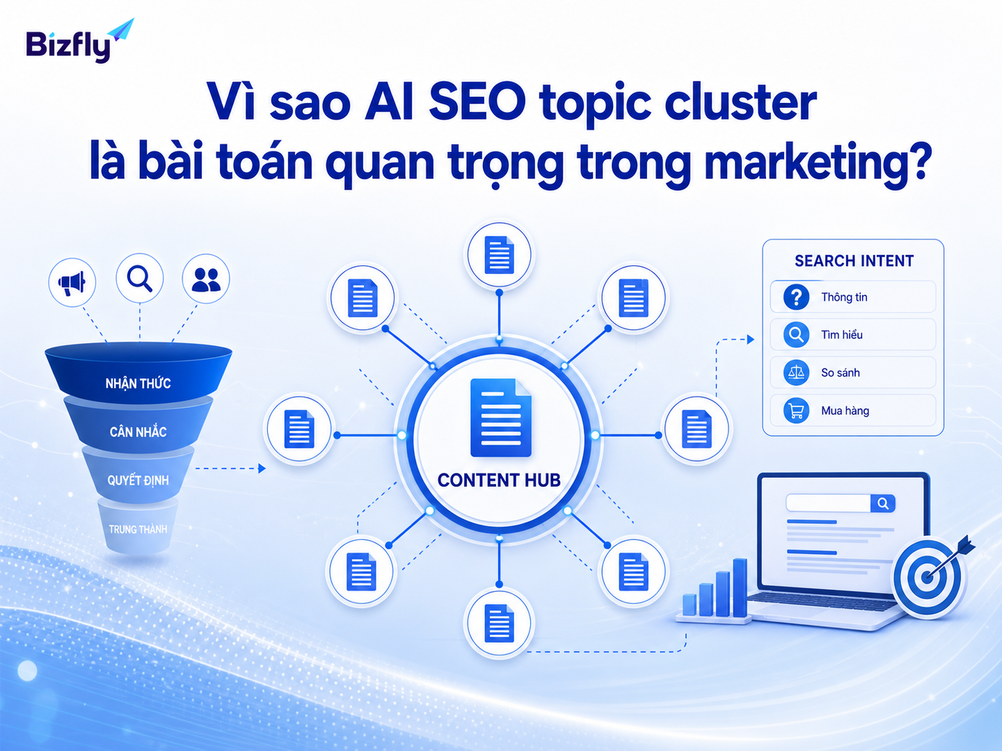 Topic cluster giúp đội marketing kết nối nội dung theo nhu cầu tìm kiếm và hành trình khách hàng.