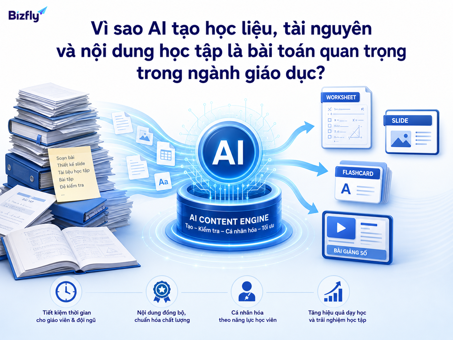 AI giúp giảm tải sản xuất học liệu và chuẩn hóa nội dung học tập.
