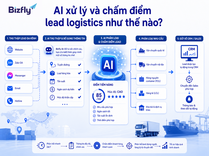 AI có thể thu thập dữ liệu, phân loại nhu cầu, chấm điểm và chuyển lead cho sales phù hợp.