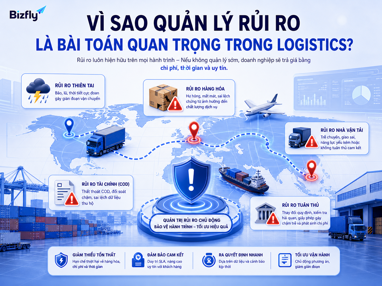 Quản lý rủi ro giúp doanh nghiệp phát hiện sớm sự cố trước khi ảnh hưởng đến hàng hóa và khách hàng.