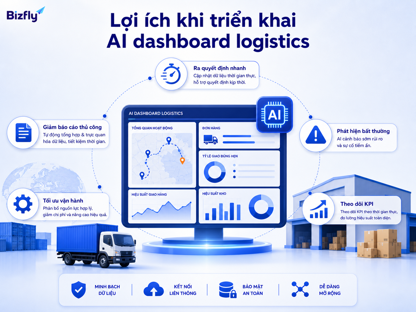 AI dashboard tạo giá trị khi rút ngắn thời gian xem KPI và phát hiện tín hiệu bất thường trong vận hành.