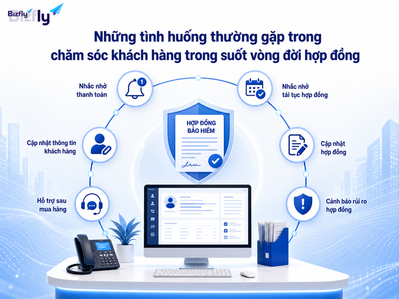 Các điểm chạm như nhắc phí, tái tục, cập nhật thông tin và giải đáp sau mua có thể được AI hỗ trợ.