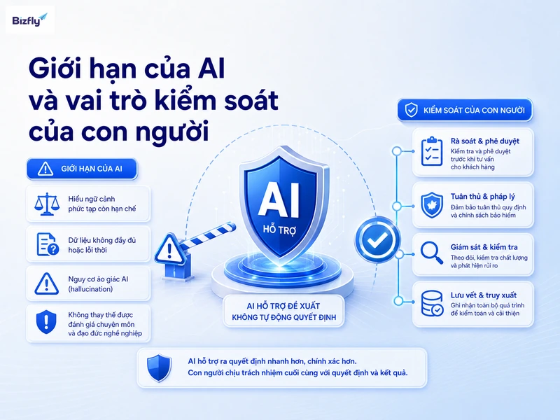 AI nên hỗ trợ vận hành, còn các quyết định nhạy cảm trong bảo hiểm vẫn cần con người kiểm soát.