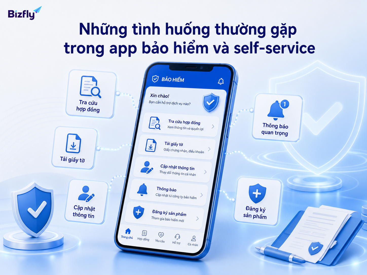 Các yêu cầu như tra cứu hợp đồng, tải tài liệu và cập nhật thông tin có thể được ưu tiên tự động hóa.