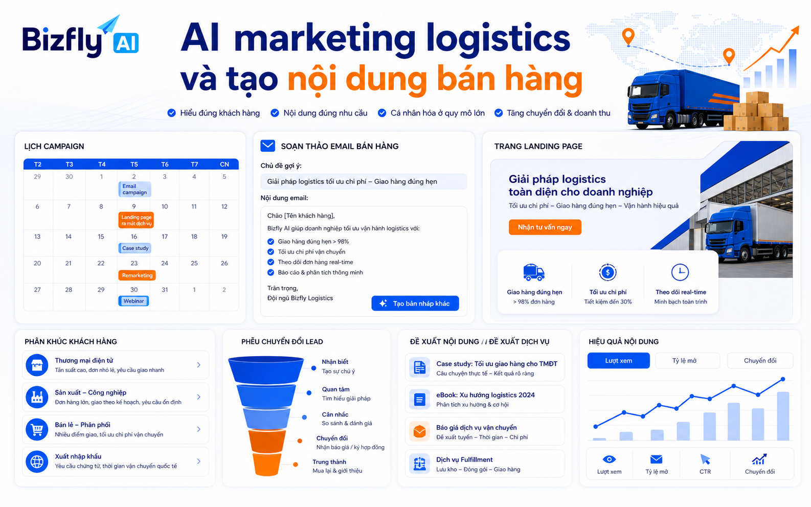 Nội dung marketing logistics cần bám sát tuyến, dịch vụ, nhóm khách và pain point bán hàng.
