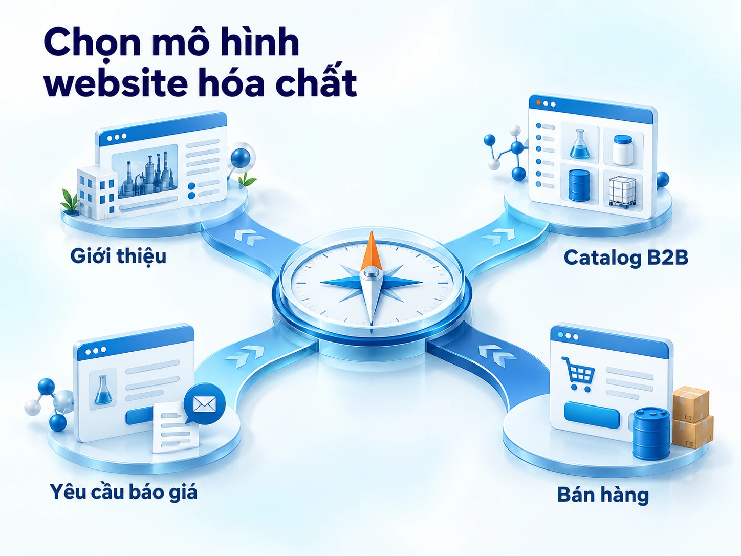 Lựa chọn mô hình website dựa trên danh mục sản phẩm và quy trình bán hàng của doanh nghiệp.