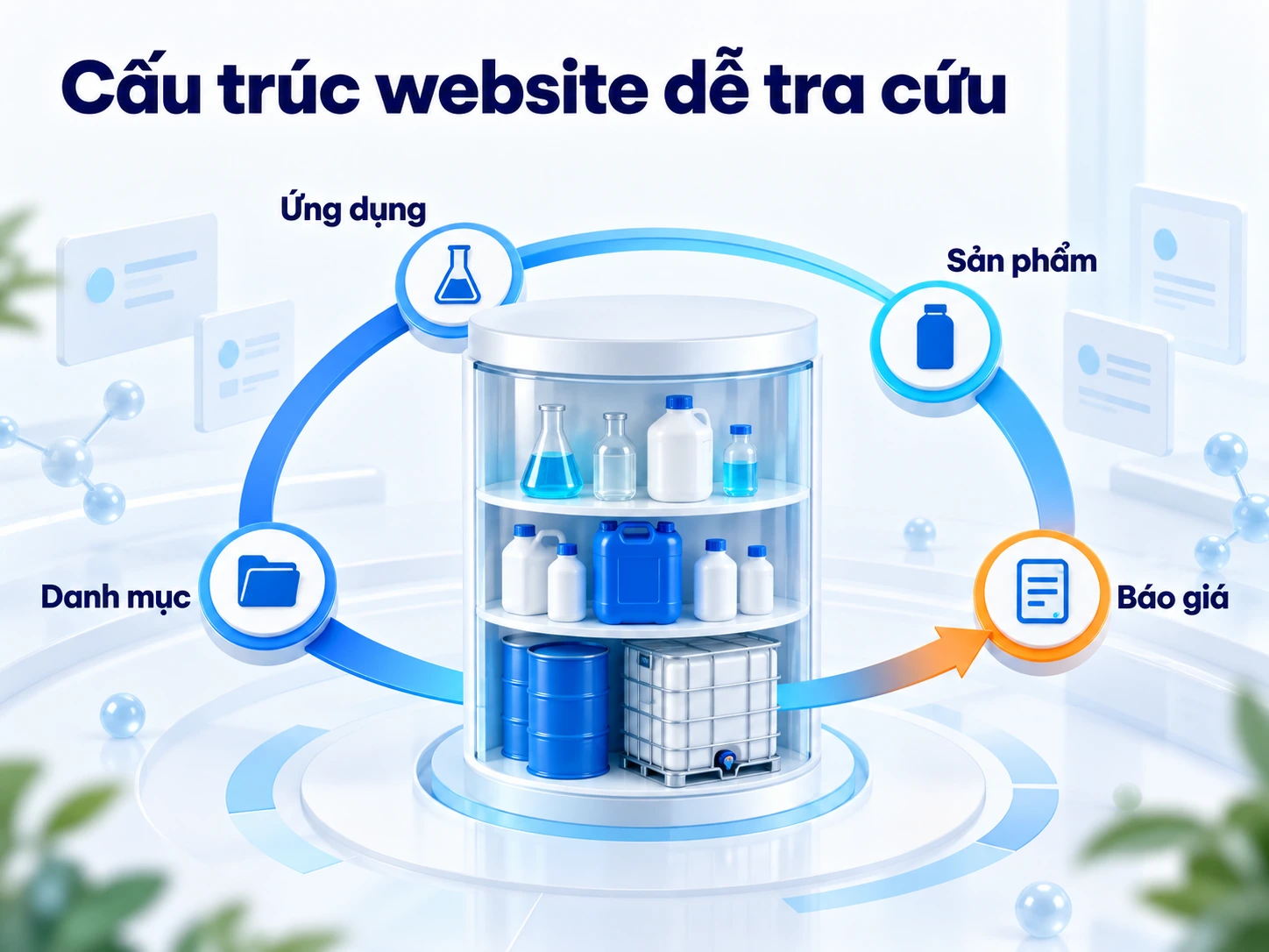 Cấu trúc điều hướng giúp khách đi từ nhu cầu ban đầu đến đúng sản phẩm và hành động báo giá.