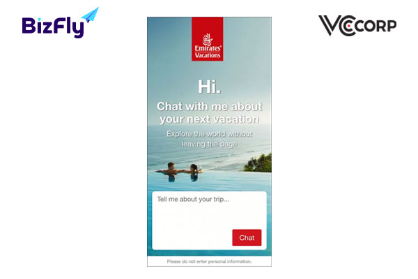 Chatbot của Emirates Vacations