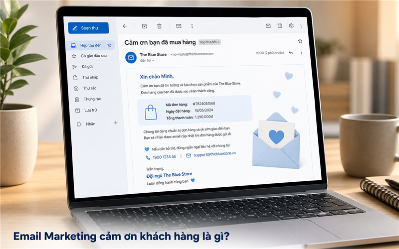 Email marketing cảm ơn khách hàng gồm những nội dung cảm ơn, trân trọng của doanh nghiệp