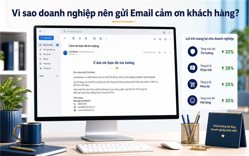 Mẫu thư cảm ơn khách hàng được gửi đúng nội dung, đúng thời điểm giúp gia tăng niềm tin bền vững của khách hàng với doanh nghiệp