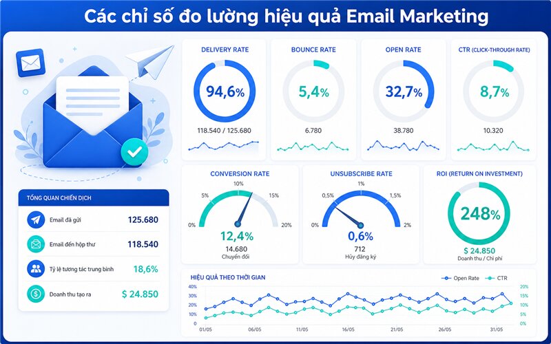 Đo lường chỉ số gửi email marketing luôn cần thiết cho mọi chiến dịch