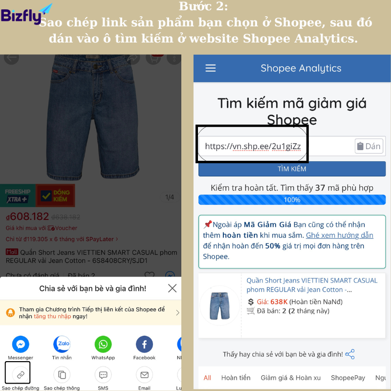 Bước 2 của quy trình sở hữu mã giảm giá Shopee từ Shopee Analytics