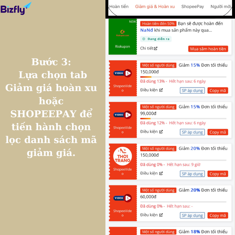 Bước 3 của quy trình sở hữu mã giảm giá Shopee từ Shopee Analytics