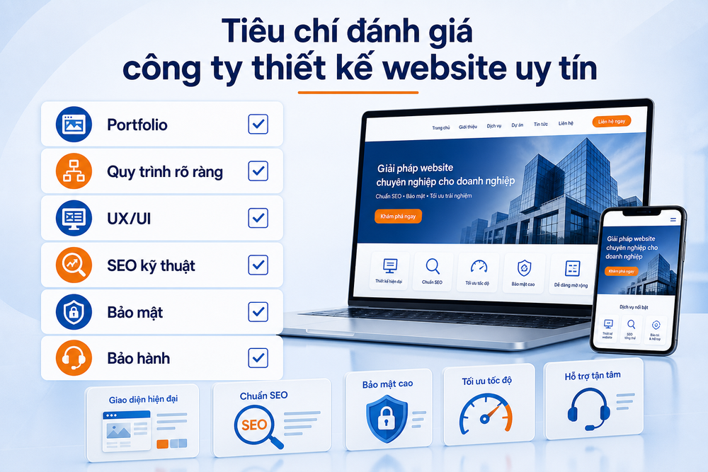 Checklist tiêu chí đánh giá công ty thiết kế website uy tín cho doanh nghiệp.