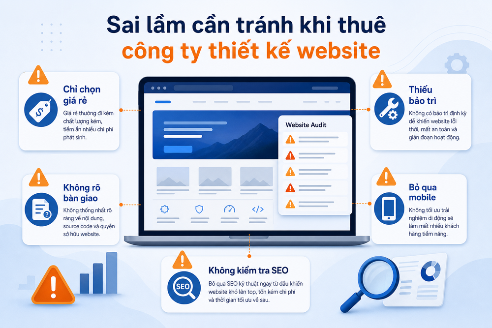 Doanh nghiệp kiểm tra các sai lầm cần tránh khi thuê công ty thiết kế website.