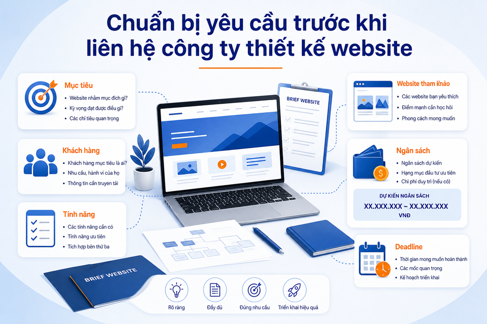 Marketing manager chuẩn bị brief trước khi liên hệ công ty thiết kế website.