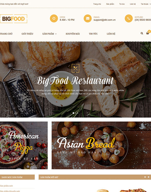 Mẫu thiết kế website nhà hàng Big Food
