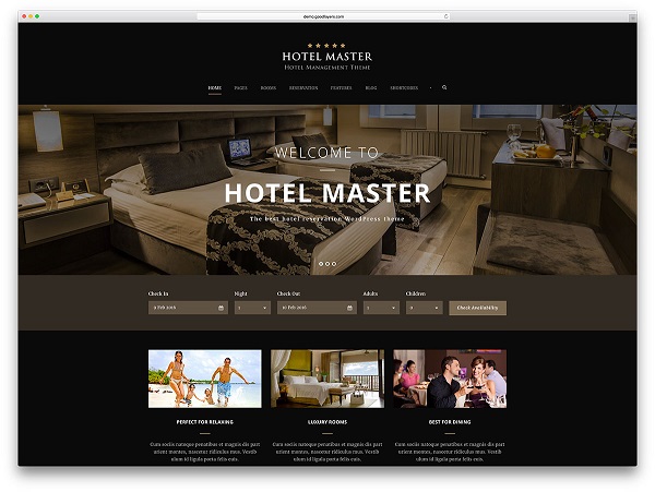 Mẫu thiết kế website khách sạn, home stay Hotel Master
